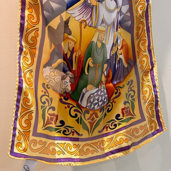 Vtg Shore Nativity Scene Womens Scarf 60”x13” Christmas Scarf Holiday Clothing - Picture 5 of 12